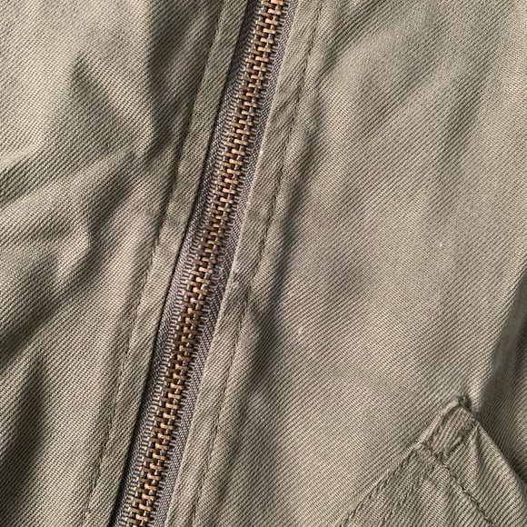 Olive Green Zip Up Bomber Jacket - Picture 4 of 5